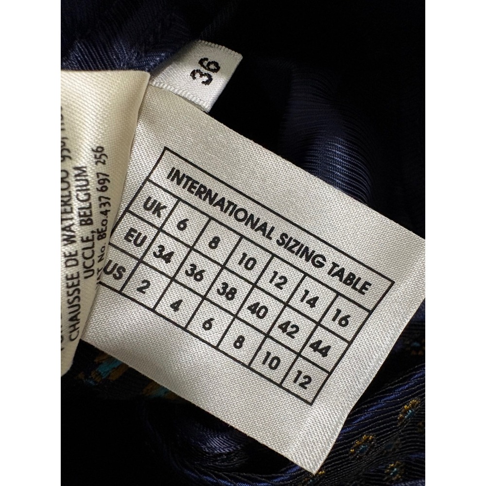 Essentiel Antwerp Occident Fitted Pants Navy Gold Jacquard Floral‎ US 4 36 NEW - Picture 9 of 9